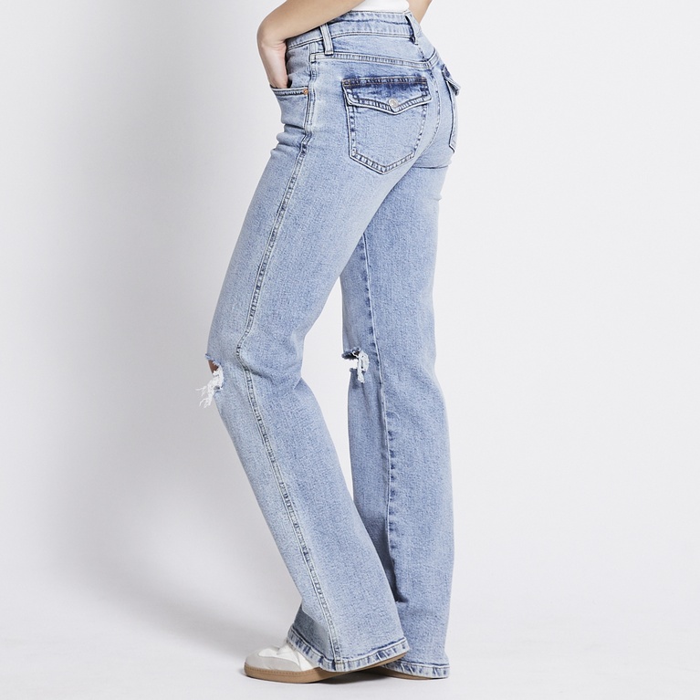 Back pocket bootcut jeans "90's Boot" Light heavy worn